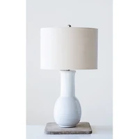 Hello Honey® 30" White Terracotta Table Lamp with Natural Linen Shade