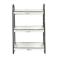 Hello Honey® 15.4" Distressed White 3-Tier Metal Tray with Black Frame