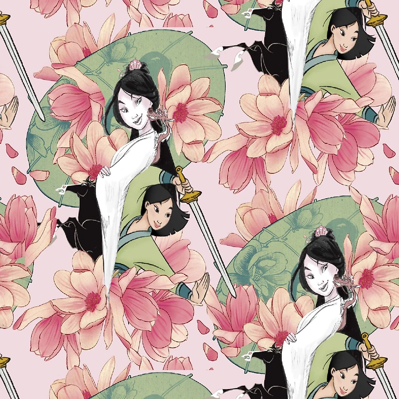 Disney® Mulan & Flowers Cotton Fabric