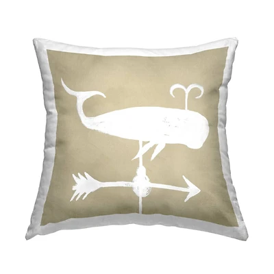 Stupell Industries Marine Whale Weathervane Compass Shape Throw Pillow, 18" x 18"