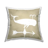 Stupell Industries Marine Whale Weathervane Compass Shape Throw Pillow, 18" x 18"