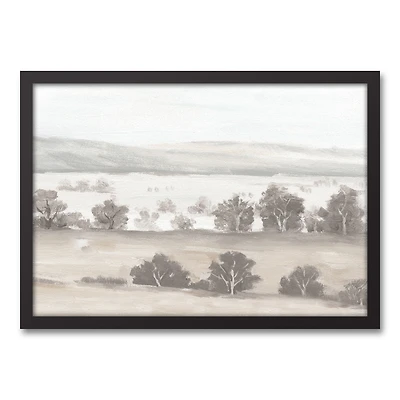 Neutral Calm Landscape Black Framed Canvas