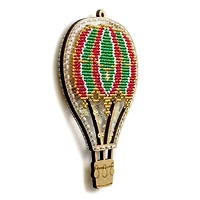 Wonderland Crafts Red & Green Hot Air Balloon Christmas Ornament Bead Embroidery Kit