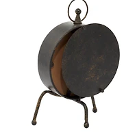 11" Brown Metal Contemporary Table Clock
