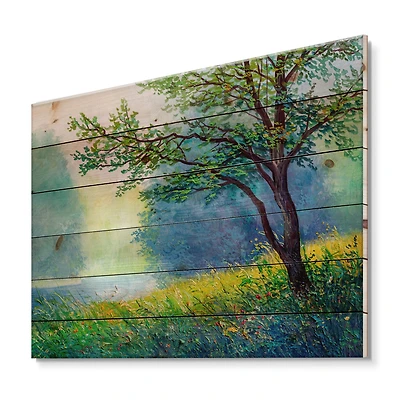 Designart - Summer Forest With River and Waterfall