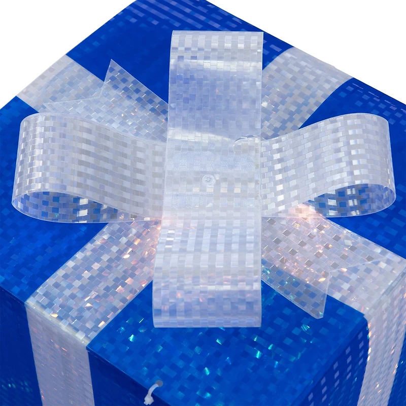 White & Blue Lighted Hanukkah Gift Box Decoration Set