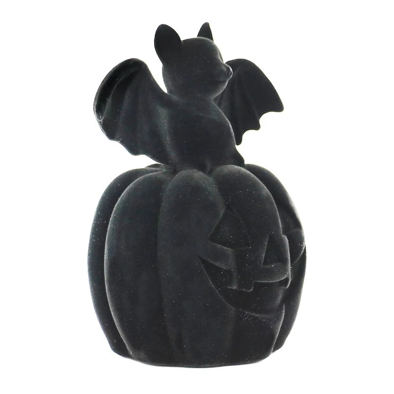 6.5" Flocked Bat on Jack-O'-Lantern Tabletop Accent by Ashland