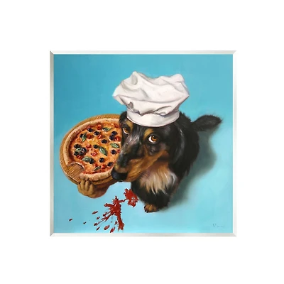 Stupell Industries Dog Chef Pizza Bite Portrait Wall Plaque Art