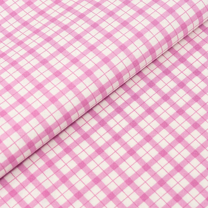 SINGER Pink Check Cotton Fabric