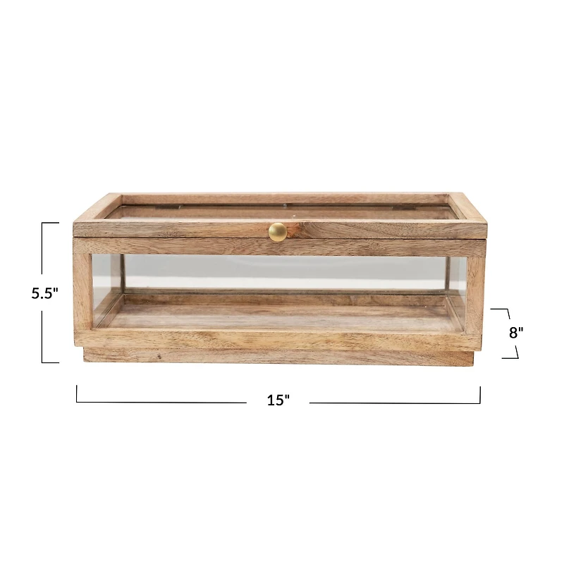 Hello Honey® 15" Mango Wood & Glass Display Box