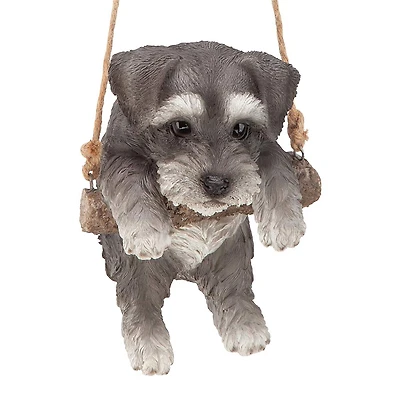 Design Toscano 8" Mini Schnauzer Puppy on a Perch Hanging Dog Sculpture