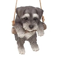 Design Toscano 8" Mini Schnauzer Puppy on a Perch Hanging Dog Sculpture