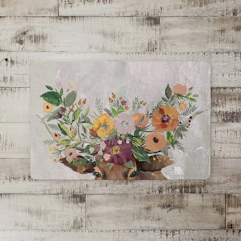 18" x 27" Steer with Flower Horns Floor Mat