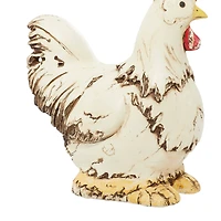 12" White Stone Rooster Garden Sculpture
