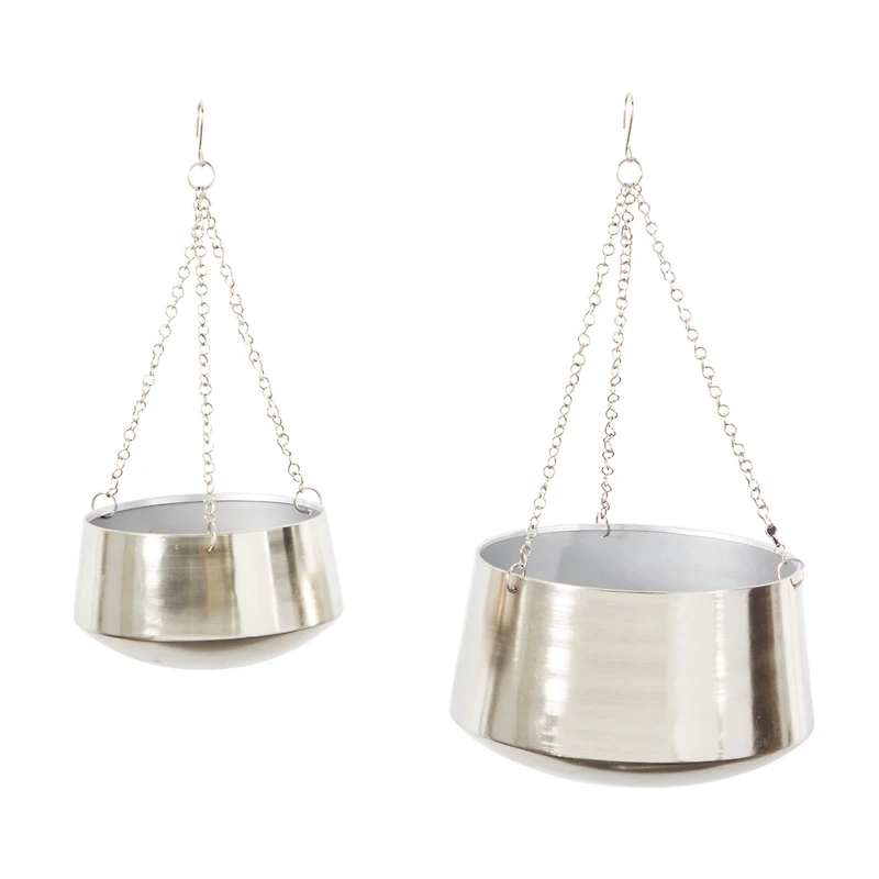 Silver Metal Glam Planter Set