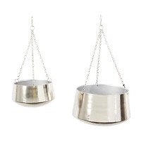 Silver Metal Glam Planter Set