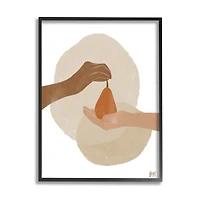 Stupell Industries Abstract Pear Offering Reaching Hands Earth Tones Framed Wall Art