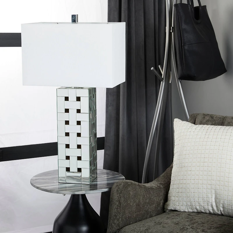 Silver Glass Glam Table Lamp, 29" x 10" x 16"