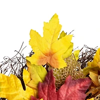 22" Unlit Autumn Harvest Artificial Maple Leaves Thanksgiving Wreath