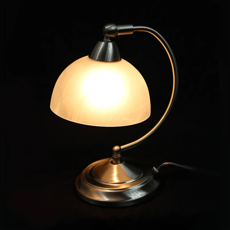 Elegant Designs 13" Brushed Nickel Banker's Desk Lamp with Touch Base