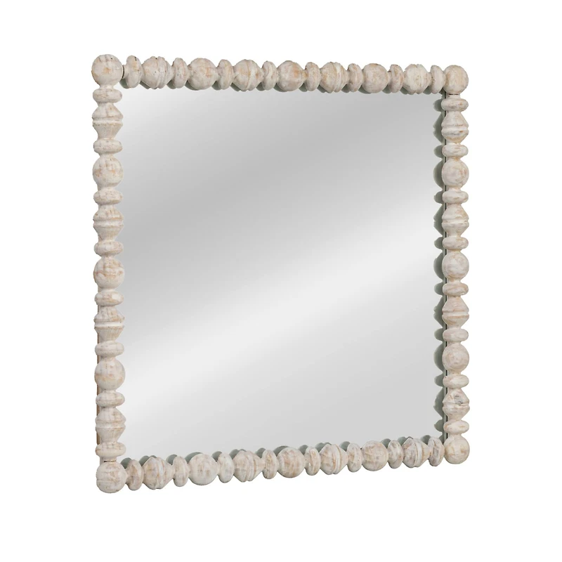 Hello Honey® 25.75" White Square Raised Dowel Wood Wall Mirror
