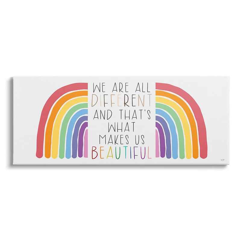 Stupell Industries Bold Rainbow Different Is Beautiful Inspirational Quote Canvas Wall Art