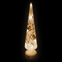 16" LED Lighted Frosted Glass Cone Christmas Tree Table Top Decoration