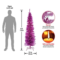 6ft. Pre-Lit Pink Tinsel Artificial Christmas Tree