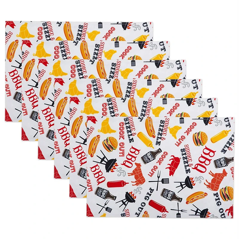 Bbq Fun Print Outdoor  Placemat (Set of 6)