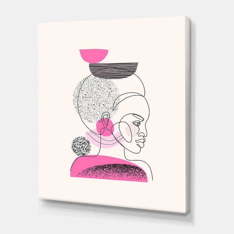 Designart - One Line Portrait of African American Women I
