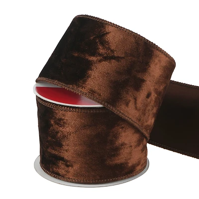 2.5" x 15ft. Brown Wired Velvet Ribbon by Celebrate It®