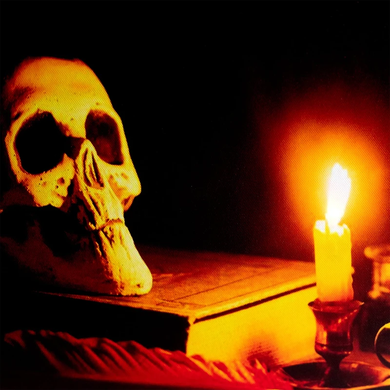 Antique Candle & Skull LED Canvas Wall Art