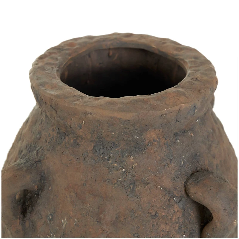 15.5" Dark Brown Ceramic Handmade Textured Vase