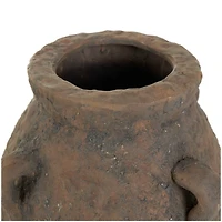 15.5" Dark Brown Ceramic Handmade Textured Vase