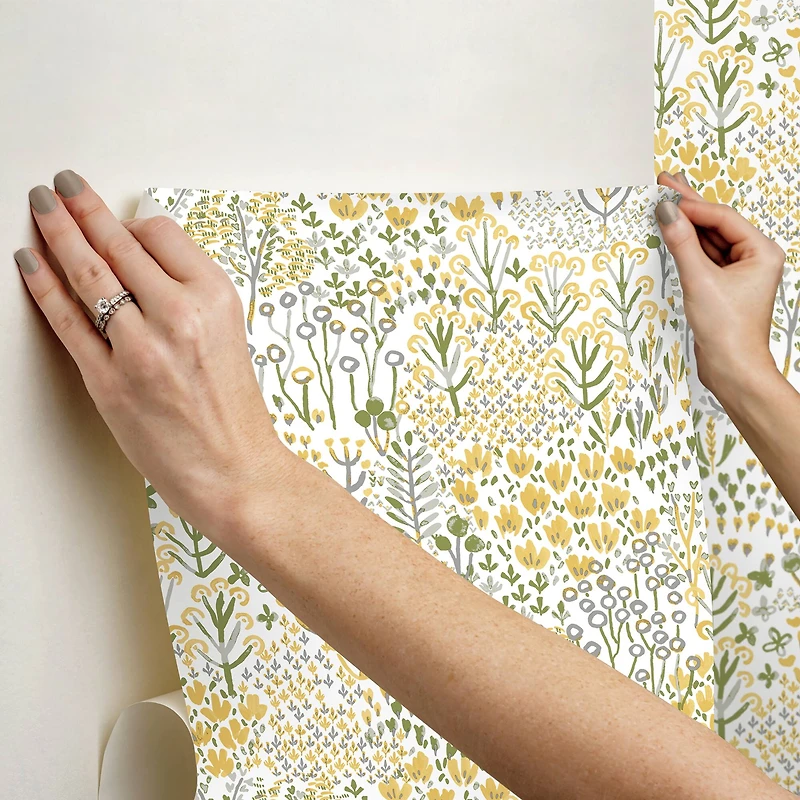 NuWallpaper Flower Parade Yellow Peel & Stick Wallpaper