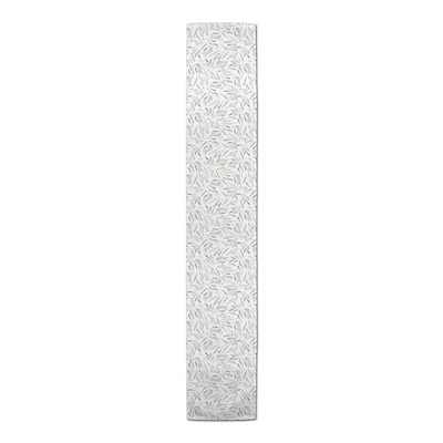 Soft Gray Leaves on White Outdoor Table Runner