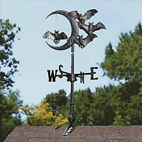 Design Toscano Roof Mount Crescent Moon Vampire Bats Metal Weathervane