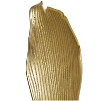 39.75" Gold Aluminum Textured Abstract Leaf Sculpture Décor