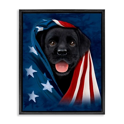 Stupell Industries Labrador & American Flag Floater Framed Art