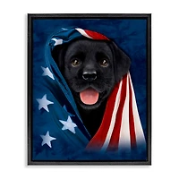 Stupell Industries Labrador & American Flag Floater Framed Art