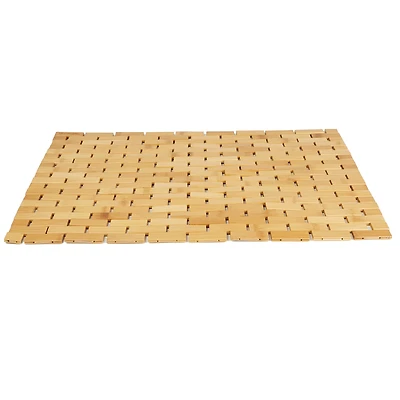 Mind Reader 23" Brown Luxury Bamboo Shower Bath Mat
