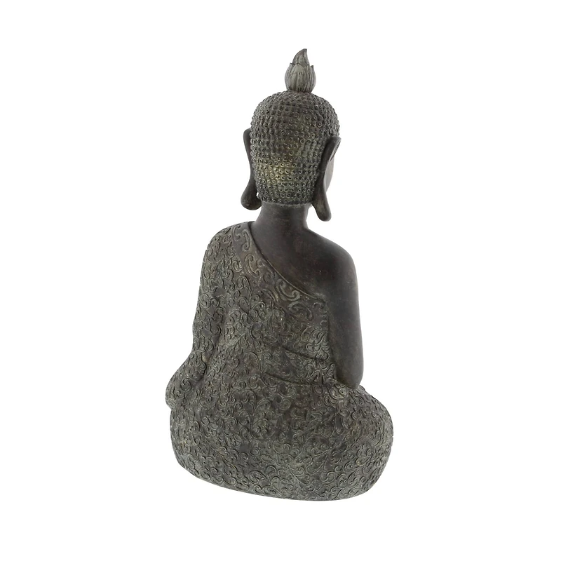 17" Brown Bohemian Polystone Buddha Sculpture