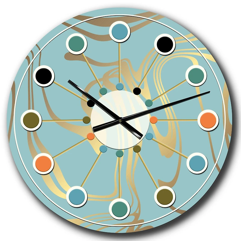 Designart 'Golden Marble Design I Mid-Century Modern Wall Clock