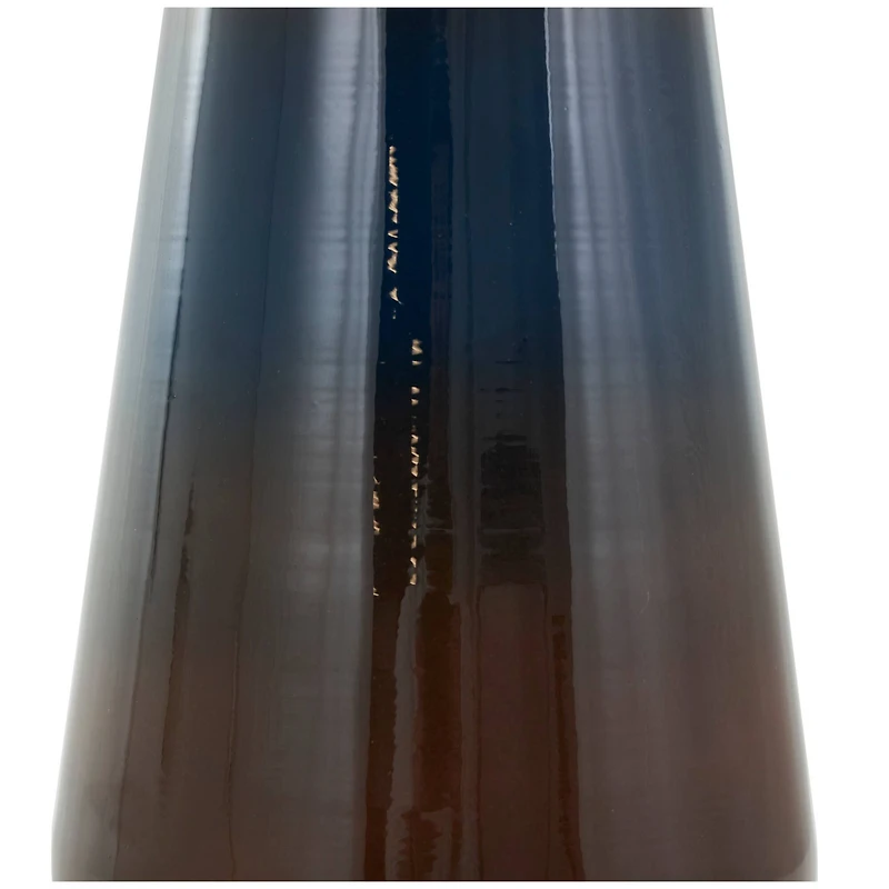 12" Blue Metal Ombre Vase with Brown Accents