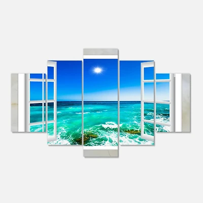 Designart - Open Window to Wavy Ocean