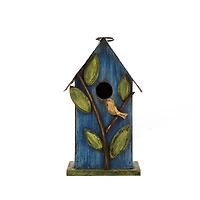 Glitzhome® Distressed Wooden Birdhouse with Leaves