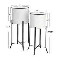 Hello Honey® White & Black Corrugated Metal Planters Set