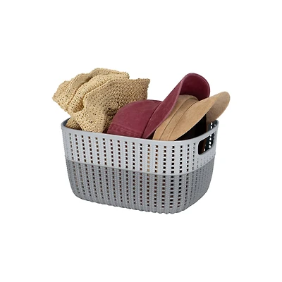 Simplify Medium Gray 2-Tone Decorative Storage Basket