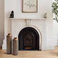 Glitzhome® Antique Gold with Verdigris Finish Cylinder Metal Floor Vases Set