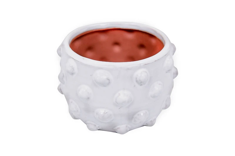 Hello Honey® 5.5" White Bubbled Design Terra Cotta Planter